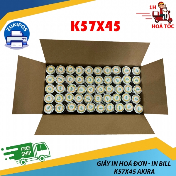 Thùng 100 Cuộn Giấy In Hoá Đơn K57x45 Akira Chất Lượng Cao